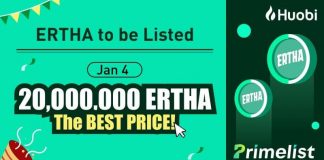 Ertha to Prime Listing Huobi on January fourth