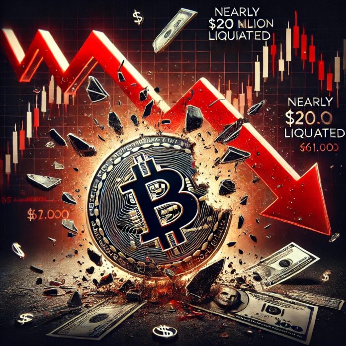 Crypto Carnage: Almost $200 Million Liquidated as Bitcoin Slips Under $61,000