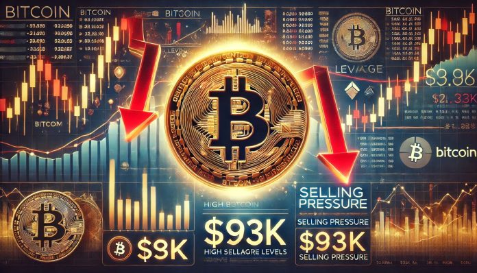 Bitcoin Leverage Stays Excessive – Knowledge Reveals Promoting Strain Above $93Okay