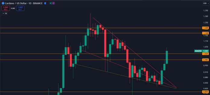 Cardano Soars Previous $1, Bucking The Broader Market Development