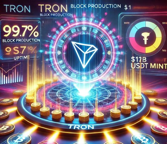 TRON Block Manufacturing Hits 99.7% as $1B USDT Mint Boosts Community Exercise