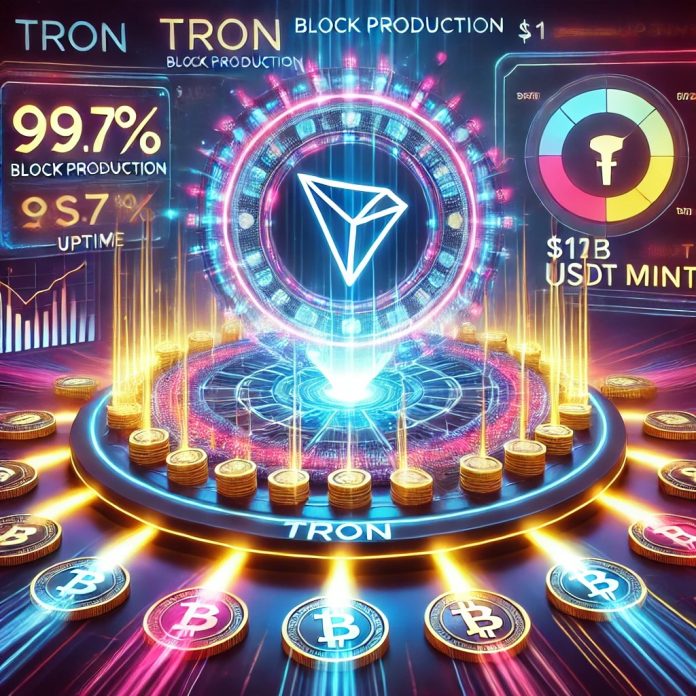 TRON Block Manufacturing Hits 99.7% as $1B USDT Mint Boosts Community Exercise
