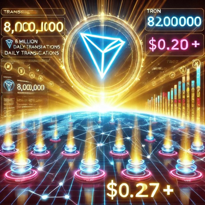 TRON Surges Previous eight Million Each day Transactions as TRX Holds Above $0.27