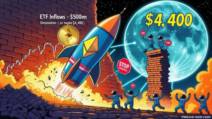 Ethereum (ETH) Value Prediction: Ethereum Eyes $4,400 After Breaking $3K Barrier With $500 Million Inflows