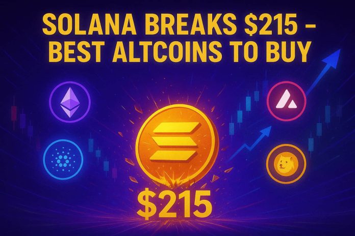 Greatest Altcoins to Purchase as Solana Breaks $215 in 6 Month First