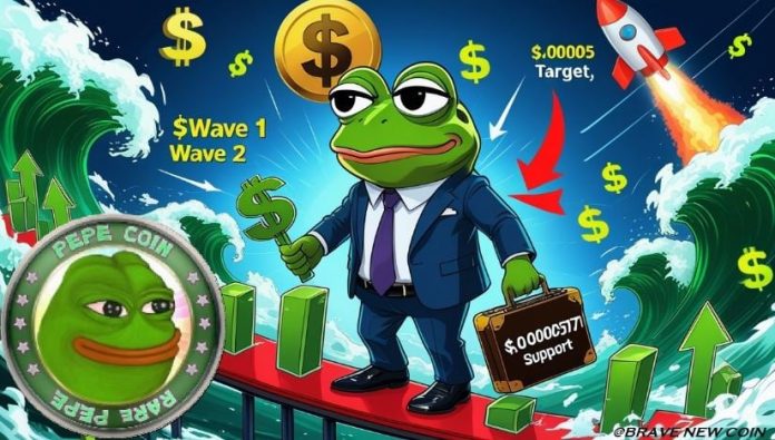 Pepe (PEPE) Value Prediction: Pepe Finds Assist Close to $0.00000577 as Wave 2 Correction Nears Its Finish—Robust Rally Towards $0.00005 Anticipated in 2025