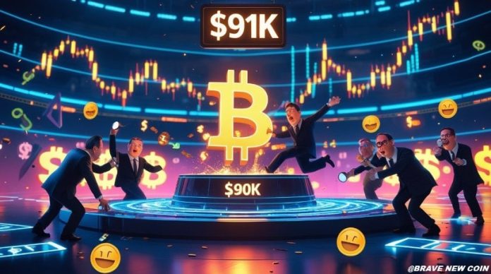 Bitcoin (BTC) Value At the moment: Bitcoin Holds Above $91Ok Whereas Merchants Watch $93Ok–$94Ok Breakout Zone Bitcoin (BTC) Value At the moment: Bitcoin Holds Above $91Ok Whereas Merchants Watch $93Ok–$94Ok Breakout Zone