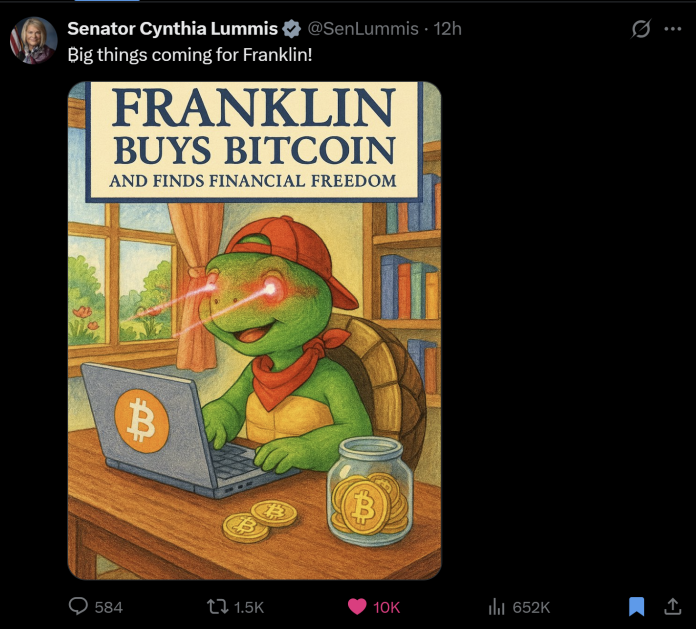 US Sen. Lummis Hints At US Bitcoin Purchase With ‘Franklin’ Meme