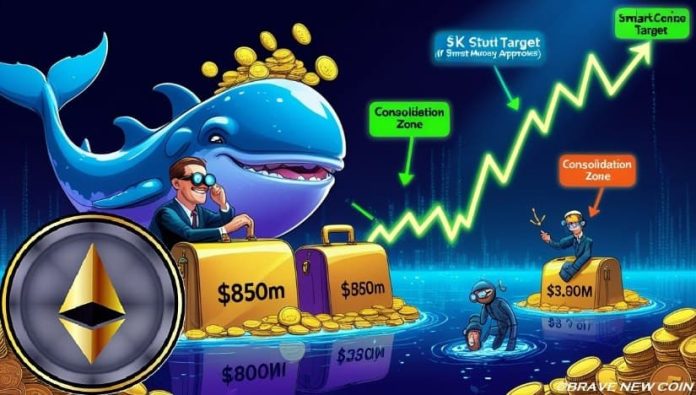 Ethereum Value Prediction: Whales Add $850M as ETH Value Consolidates Beneath $3.2K Breakout Degree
