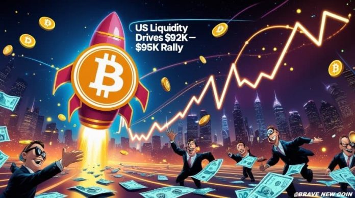 Bitcoin Value Prediction: BTC Value Breaks Multi-Month Trendline as US Market Liquidity Drives $92Okay–$95Okay Rally