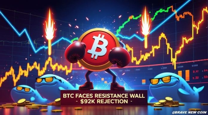 Bitcoin (BTC) Worth Prediction: $92Okay Rejection Persists as Whale Accumulation Alerts Pending Volatility