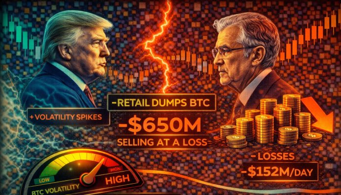 Trump-Powell Battle Fuels Volatility Whereas Retail Sells Bitcoin At A Loss – Particulars