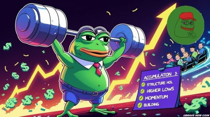 Pepe Coin Worth Prediction: PEPE Worth Types Bullish Inverted Head and Shoulders, Eyes $0.00000592 Breakout