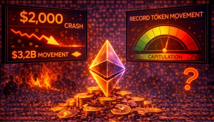 Ethereum Crash Under $2,000 Triggers Document Token Motion: Hinting At Capitulation Ethereum Crash Under $2,000 Triggers Document Token Motion: Hinting At Capitulation