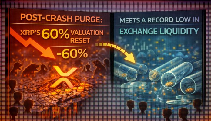 Submit-Crash Purge: XRP’s 60% Valuation Reset Meets a File Low in Trade Liquidity