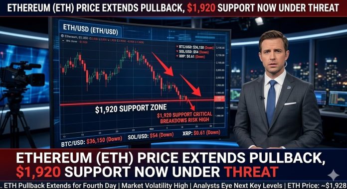 Ethereum Worth Extends Pullback, $1,920 Help Now Beneath Menace