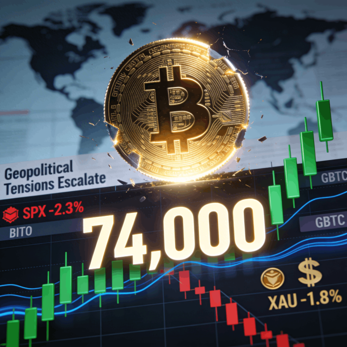Bitcoin Worth Hits $74Ok As Geopolitical Tensions Spike, Is BTC Poised For a Contemporary Leg Down?
