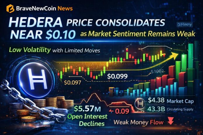 Hedera Worth Consolidates Close to $0.10 as Market Sentiment Stays Weak