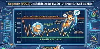 Dogecoin (DOGE) Consolidates Beneath $0.10, Breakout Nonetheless Elusive
