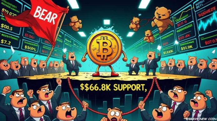 Bitcoin (BTC) Value Prediction: BTC Assessments Vital $66.8K Ground—Will Bear Flag Set off a Sharp Drop or Reversal?