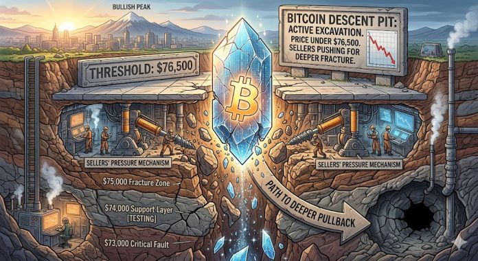 Bitcoin Worth Dips Underneath $76,500, Sellers Push For Deeper Pullback Bitcoin Worth Dips Underneath $76,500, Sellers Push For Deeper Pullback