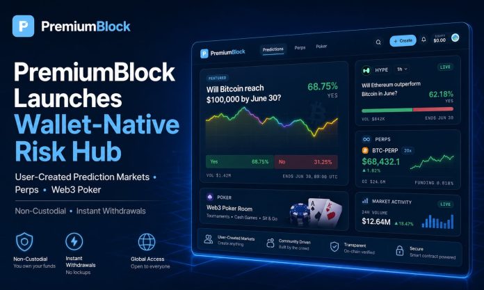 PremiumBlock Launches Non-Custodial Danger Hub for Consumer-Created Prediction Markets, Perps and Web3 Poker PremiumBlock Launches Non-Custodial Danger Hub for Consumer-Created Prediction Markets, Perps and Web3 Poker