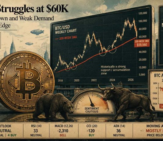 Bitcoin (BTC) Value Prediction: Bitcoin Struggles at $60Ok as MSTR Drawdown and Weak Demand Preserve Bulls on Edge