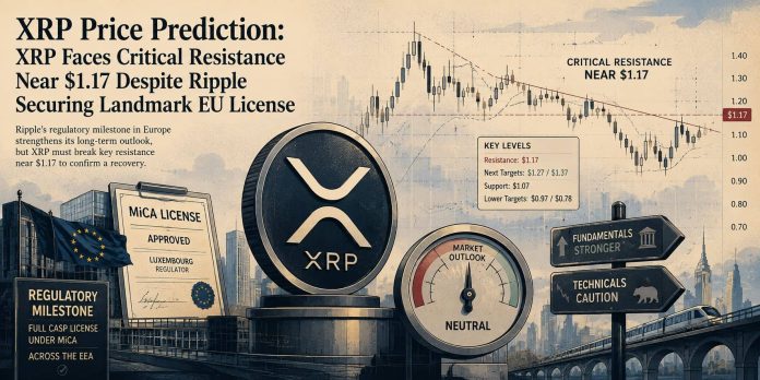 XRP Value Prediction: XRP Faces Crucial Resistance Close to $1.17 Regardless of Ripple Securing Landmark EU License XRP Value Prediction: XRP Faces Crucial Resistance Close to $1.17 Regardless of Ripple Securing Landmark EU License