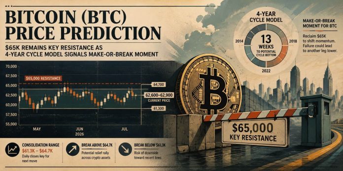 Bitcoin (BTC) Worth Prediction: $65Okay Stays Key Resistance as 4-12 months Cycle Mannequin Alerts Make-or-Break Second Bitcoin (BTC) Worth Prediction: $65Okay Stays Key Resistance as 4-12 months Cycle Mannequin Alerts Make-or-Break Second