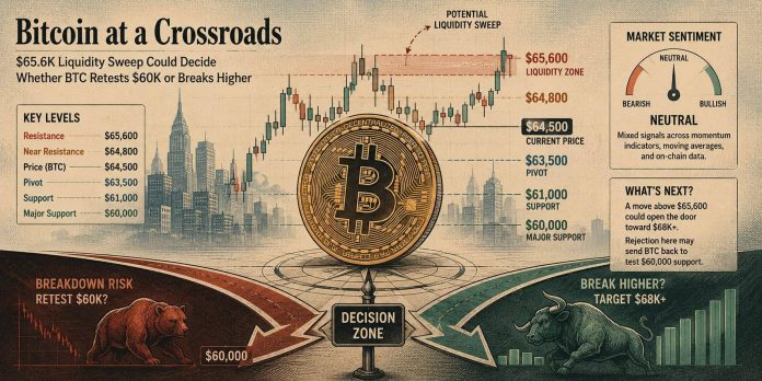 Bitcoin (BTC) Worth Prediction: $65.6K Liquidity Sweep May Resolve Whether or not BTC Retests $60Ok or Breaks Increased
