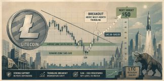 Litecoin (LTC) Worth Prediction: Breakout Above Multi-Month Trendline Places $50 Goal Again in Focus Litecoin (LTC) Worth Prediction: Breakout Above Multi-Month Trendline Places $50 Goal Again in Focus