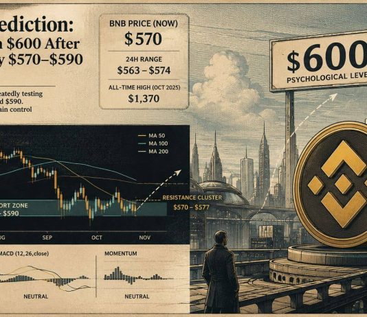 BNB Value Prediction: Can BNB Reclaim $600 After Defending the Key $570–$590 Help Zone?
