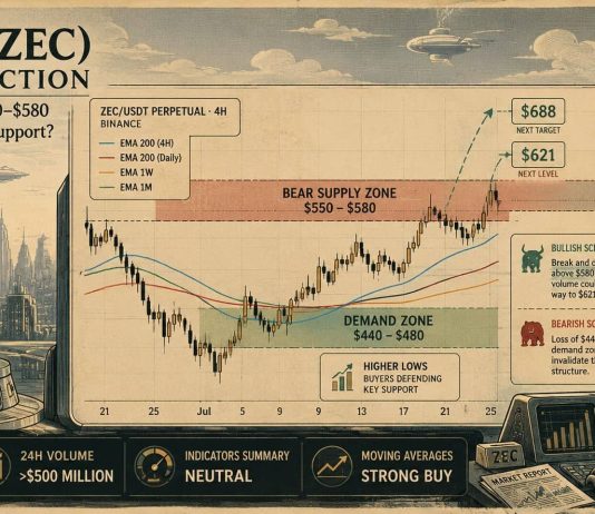Zcash (ZEC) Worth Prediction: Can Consumers Flip the $550–$580 Bear Provide Zone Into Assist?