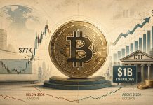 Bitcoin (BTC) Worth Prediction: $77Okay Breakout, 26.8% Weekly Surge, and $1B in ETF Inflows Gasoline Bullish Momentum Towards $95Okay