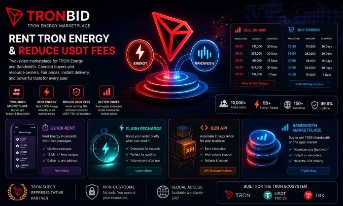Lease TRON Vitality and Cut back USDT Charges : TronBid Expands Market Lease TRON Vitality and Cut back USDT Charges : TronBid Expands Market