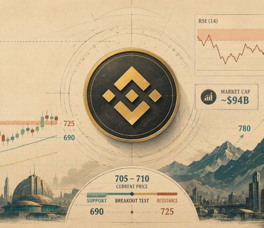 BNB Value Prediction: Overbought RSI Places $725 Breakout to the Check as Bulls Goal $1,190