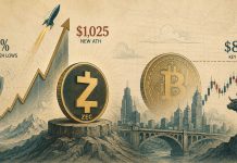 ZEC Hits $1,025 ATH After 6,300% Surge From 2024 Lows as BTC Awaits $80Ok Breakout