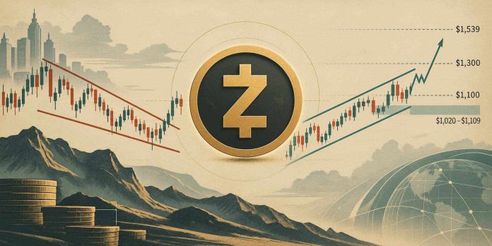 Zcash (ZEC) Value Prediction: Falling Wedge Breakout and Rising Channel Level to $1,539 as ZEC Consolidates Close to $1,100
