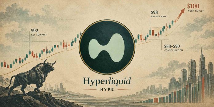 Hyperliquid (HYPE) Worth Prediction: HYPE Eyes $100 as Bullish Construction Holds Above $92